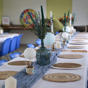 chemin de table bleu